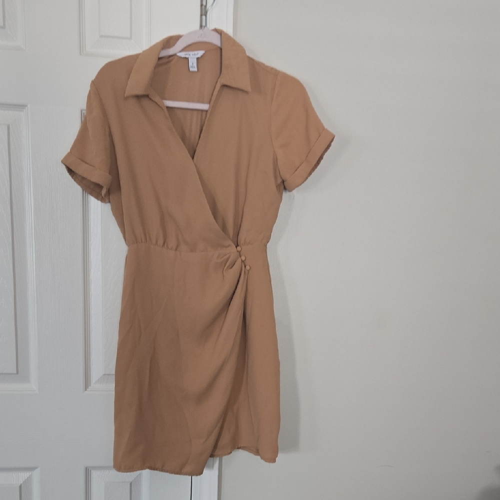 Nine West Tan Mini Wrap Dress